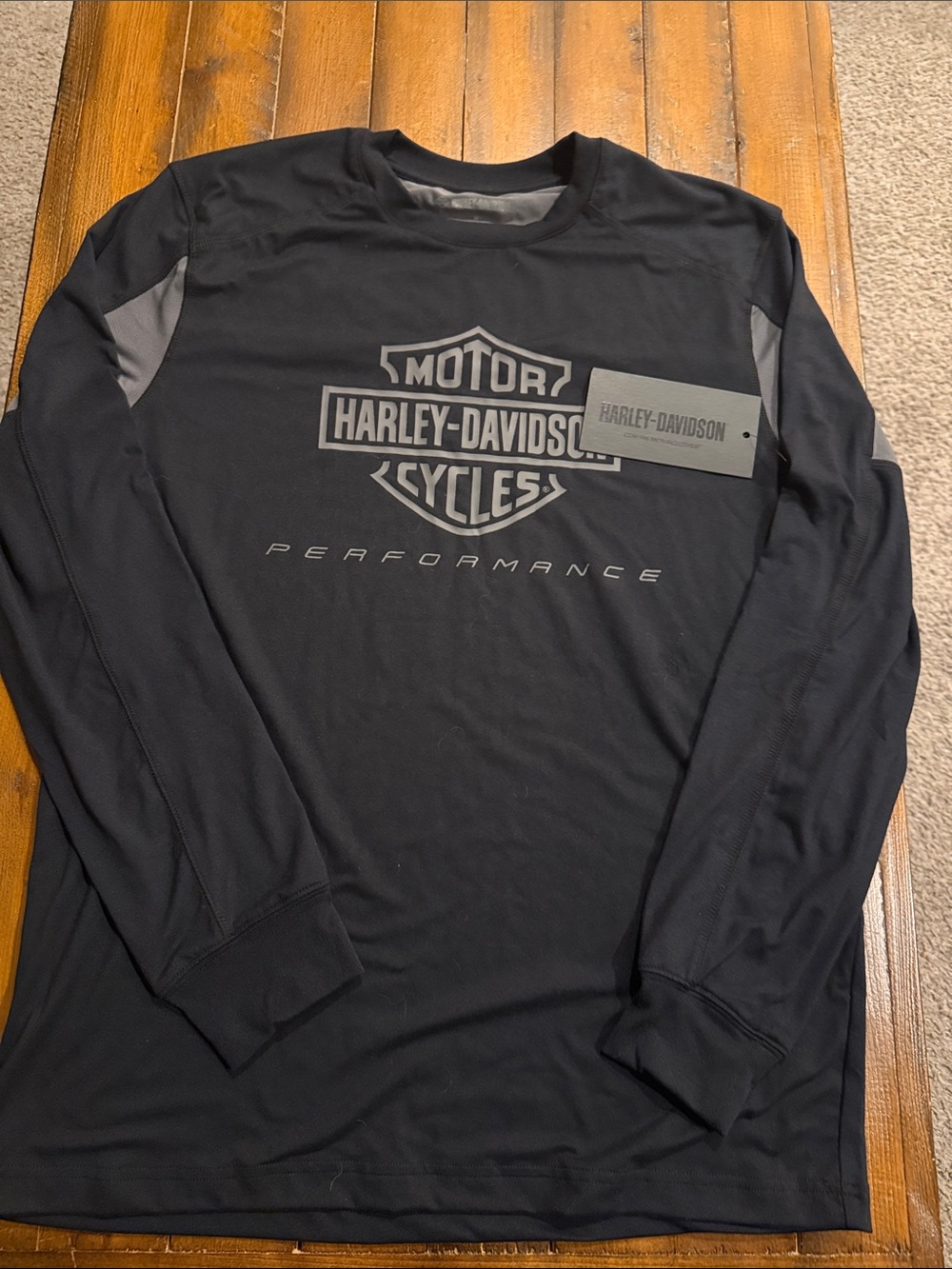 Harley-Davidson Black Long-Sleeve Performance Tee with Gray Logo